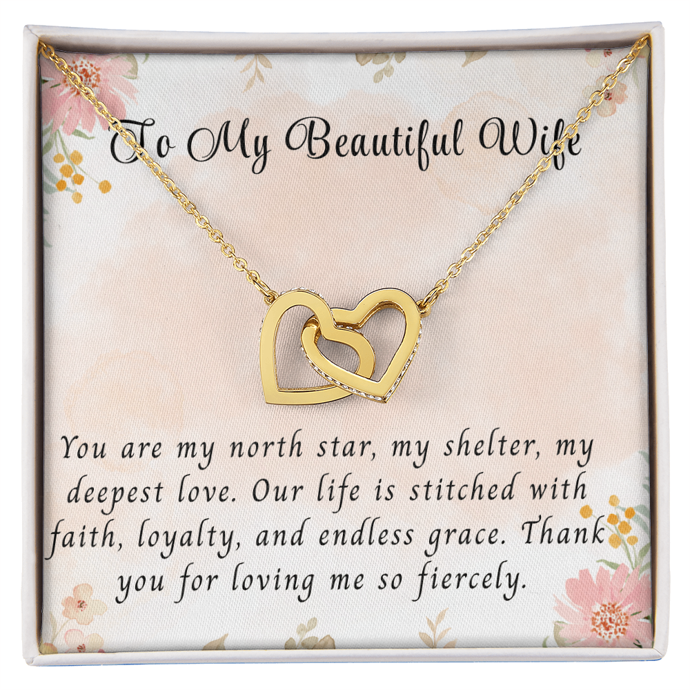 To My Beautiful Wife - Interlocking Hearts Necklace