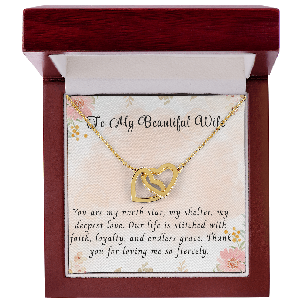 To My Beautiful Wife - Interlocking Hearts Necklace