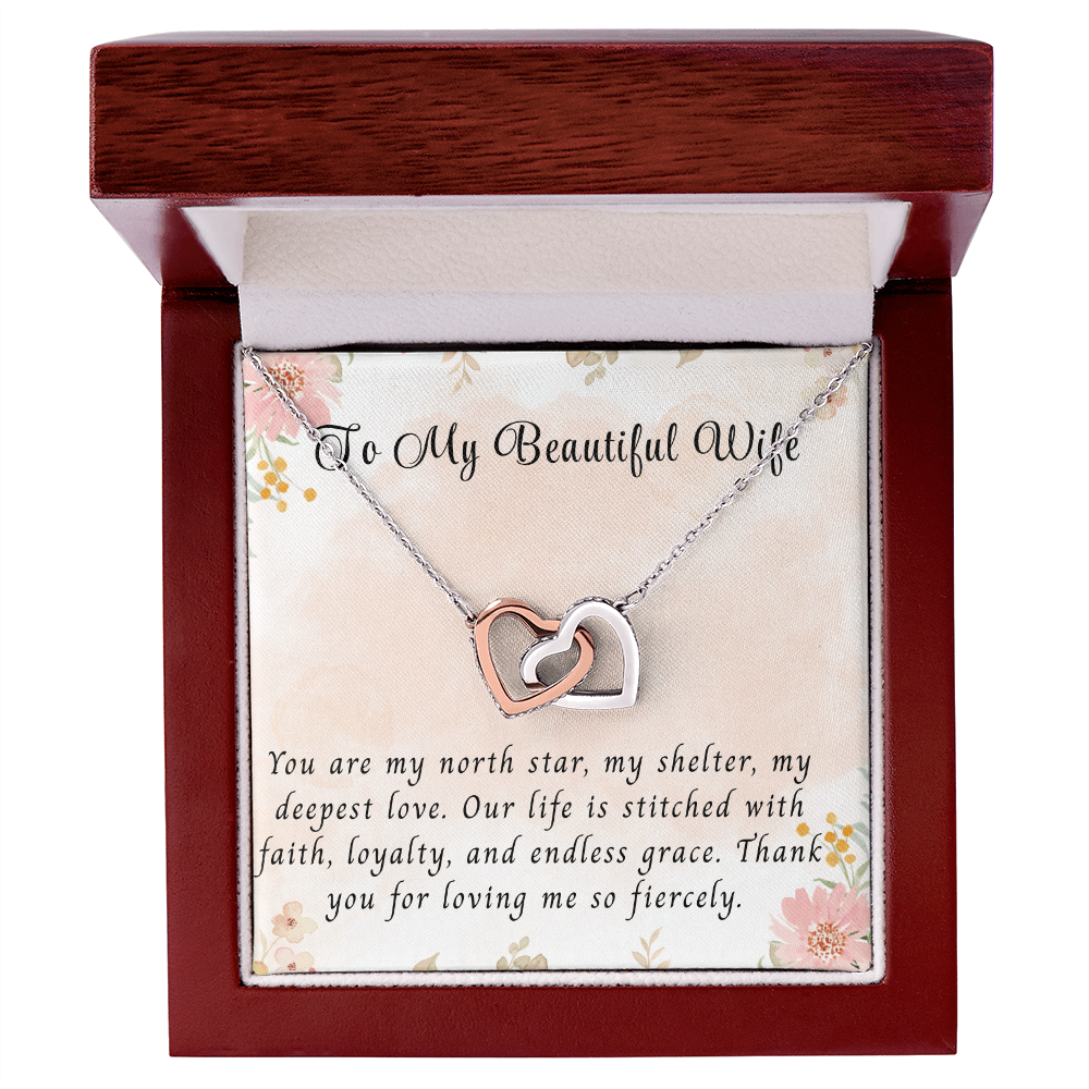 To My Beautiful Wife - Interlocking Hearts Necklace